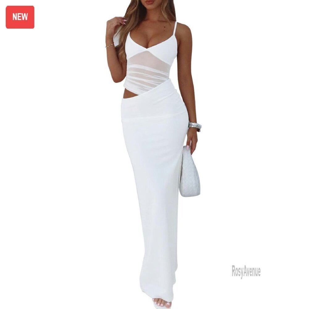 Sexy Bodycon V Neck Backless Maxi Dress Formal Evening Party